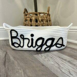 Basket - White with Black Letters