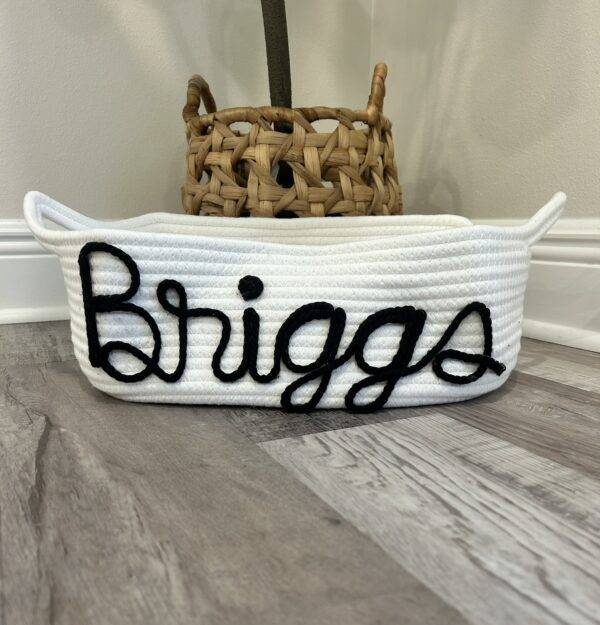 Basket - White with Black Letters